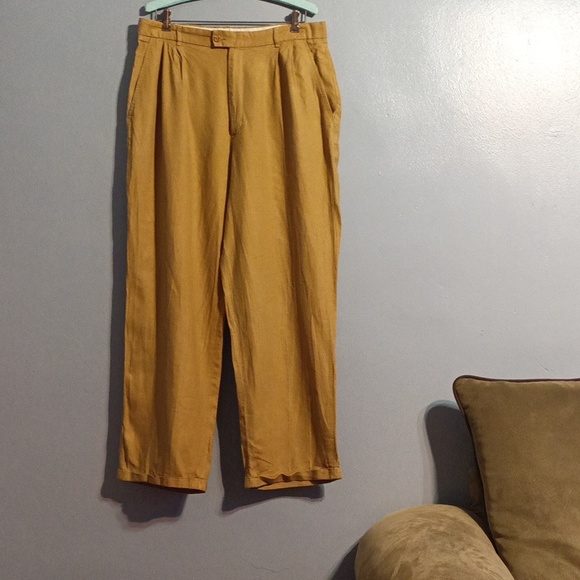 Maltos tan linen & rayon vintage dress slacks 34W - Picture 8 of 17